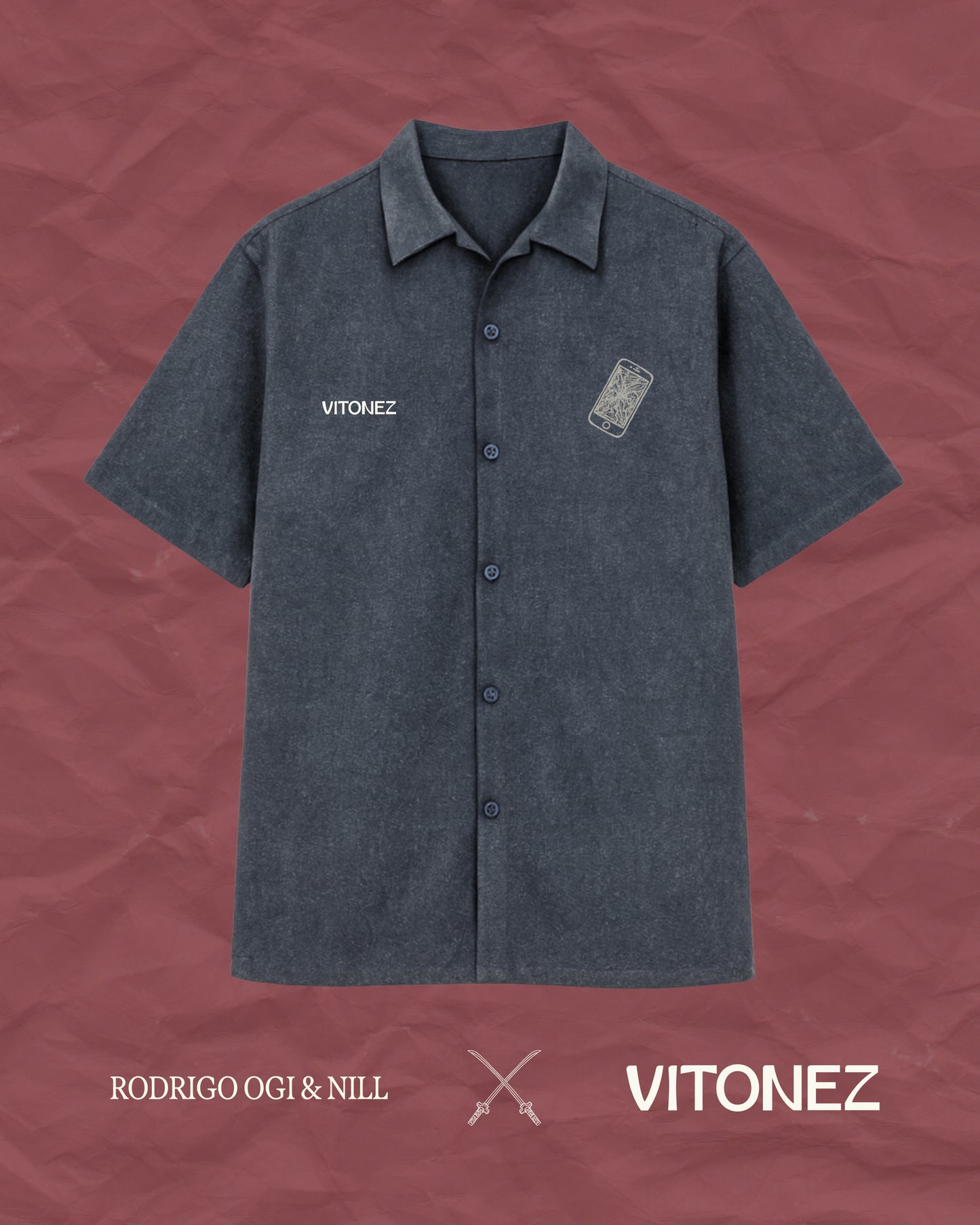 Camisa Algoritmado - Cânhamo e Tencel Azul