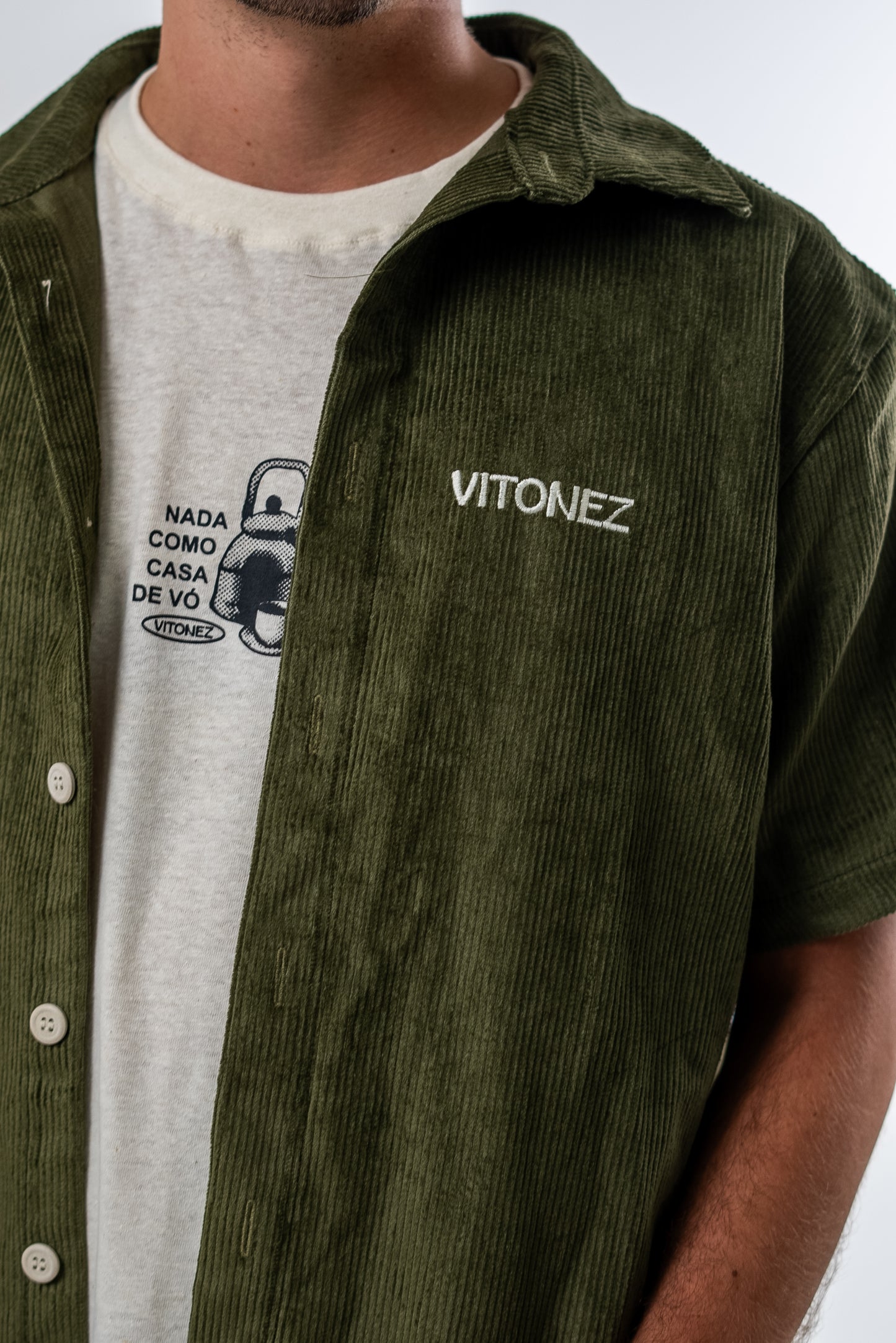 Camisa Boxy Cânhamo Veludo Verde