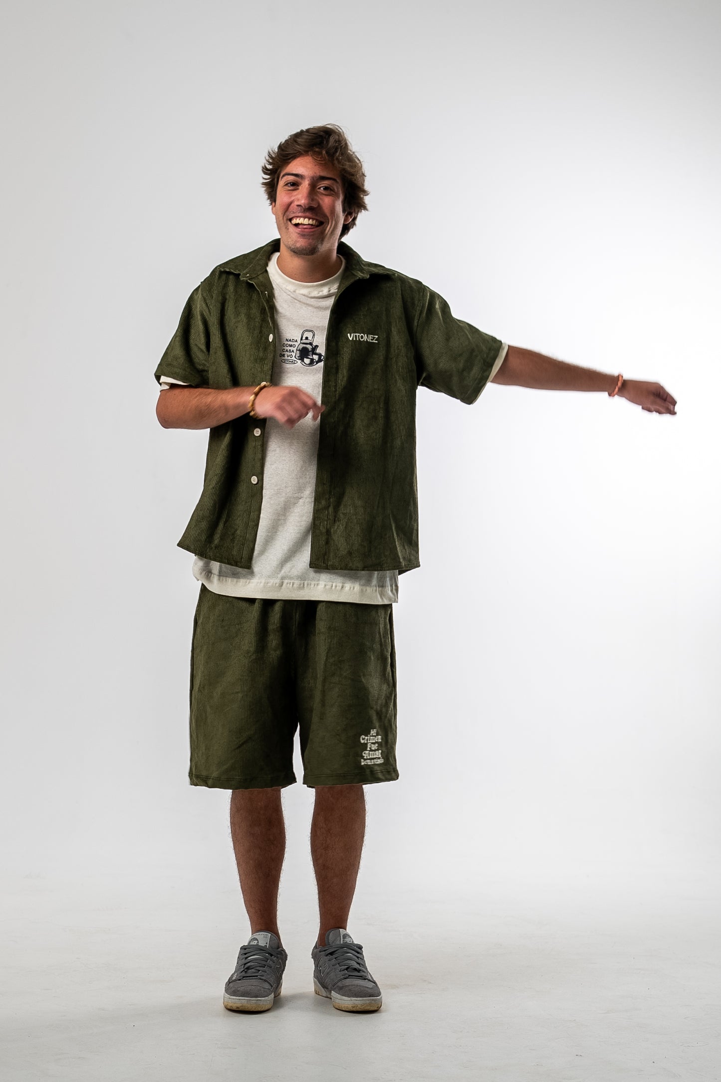 Camisa Boxy Cânhamo Veludo Verde