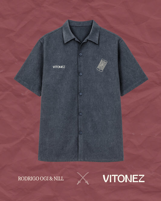 Camisa Algoritmado - Cânhamo e Tencel Azul