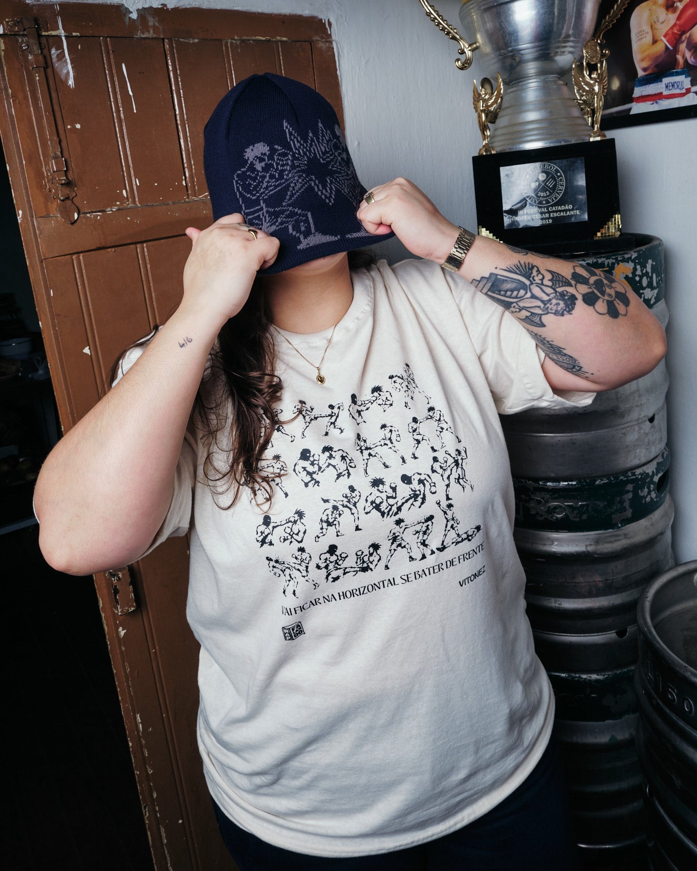 Gorro - 5 Min Sem Perder Amizade - Azul com Cinza