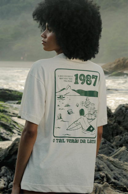 Camiseta Cânhamo OffWhite "O Tal Verão da Lata"
