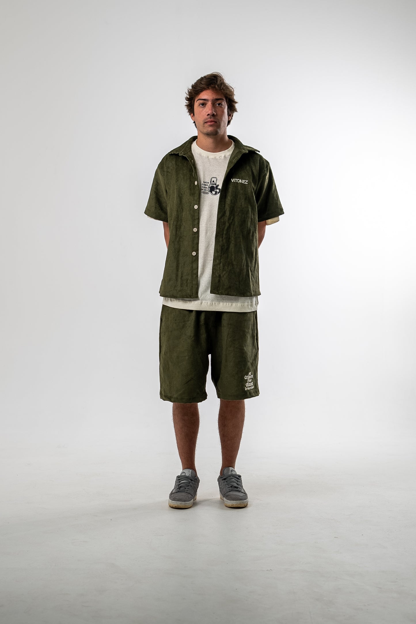 Camisa Boxy Cânhamo Veludo Verde