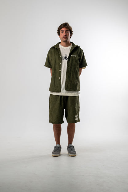Camisa Boxy Cânhamo Veludo Verde