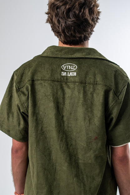 Camisa Boxy Cânhamo Veludo Verde