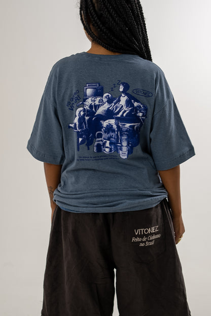 Camiseta Cânhamo Azul "Nada como Casa de Vó"