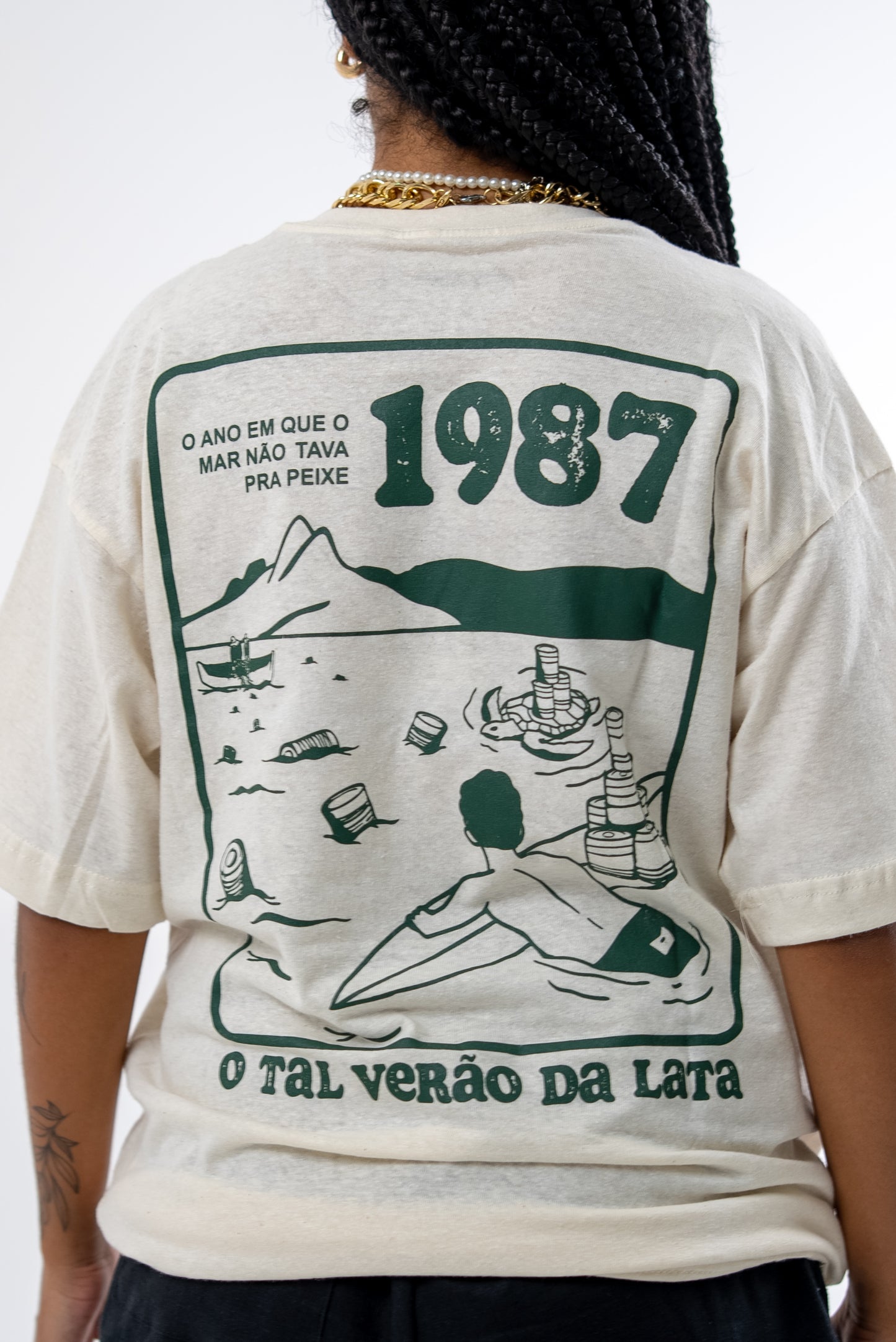 Camiseta Cânhamo OffWhite "O Tal Verão da Lata"